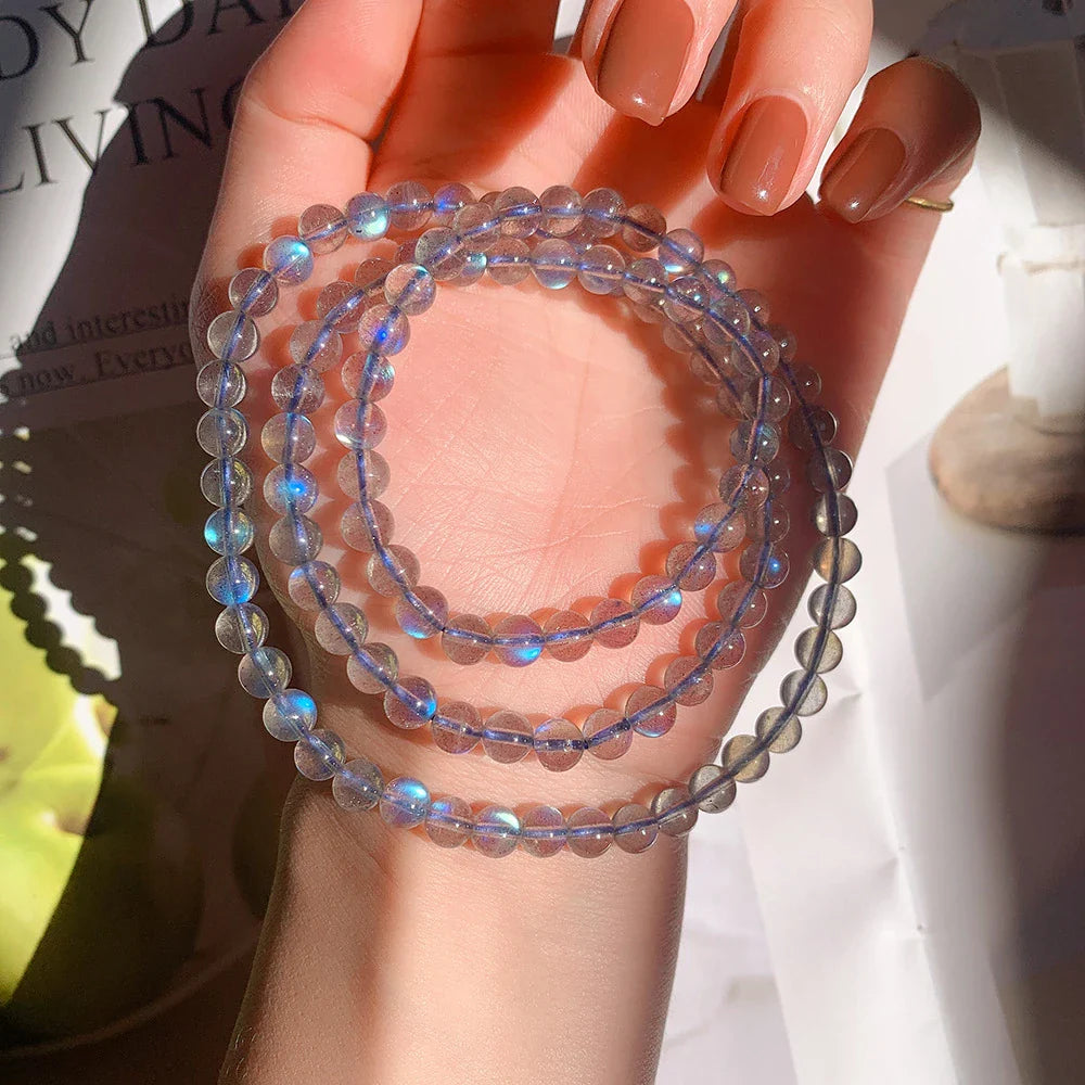 Elegant Grey Moonstone Trio Bracelet with adjustable design and captivating trio of natural grey moonstone circles