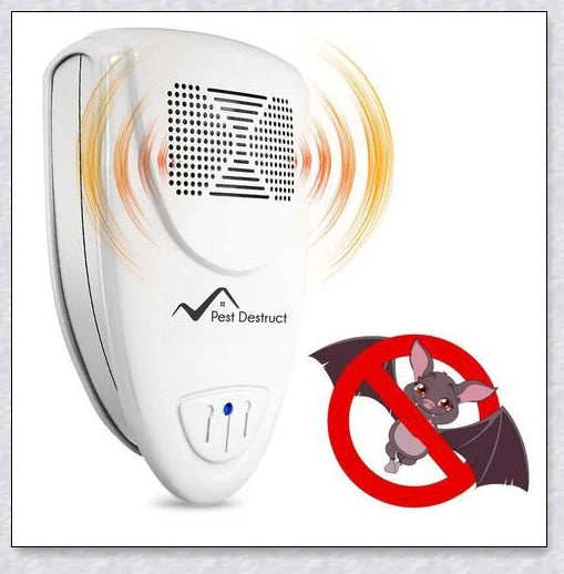 Ultrasonic bat repellent device with high-frequency soundwaves to drive away pests without harming humans or pets