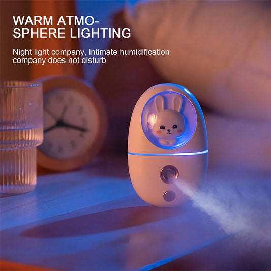 Compact Cartoon Facial Humidifier: A portable device that delivers a fine mist to hydrate and nourish your skin anytime, anywhere.