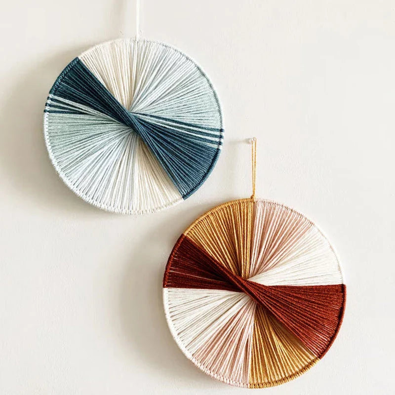 Colourful handcrafted macrame wall hanging made with premium cotton threads, adding bohemian charm to any room