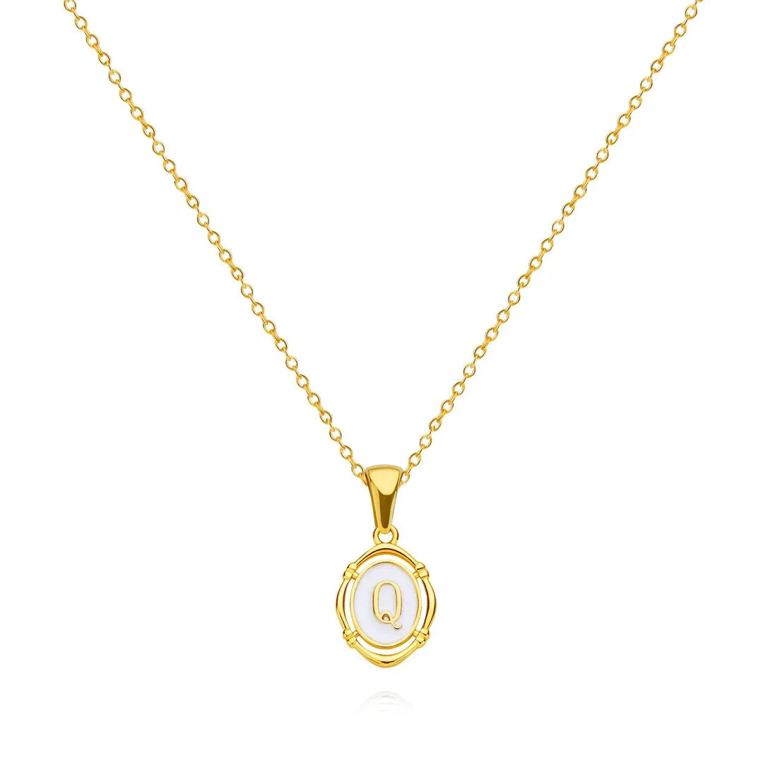 Elegant gold-tone letter pendant necklace with innovative drip oil design and integrated fitness tracker