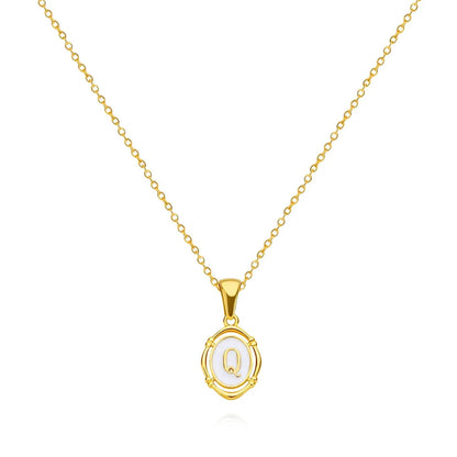 Elegant gold-tone letter pendant necklace with innovative drip oil design and integrated fitness tracker