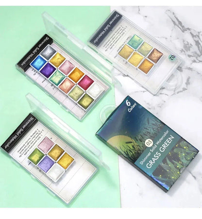 Dazzling watercolour nail art powder with iridescent, metallic, and glitter effects for creating vibrant, salon-quality nail designs