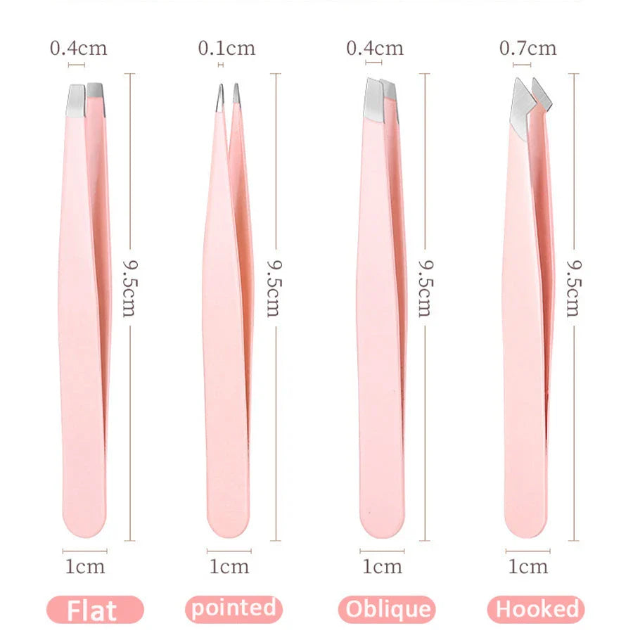 Premium 4-Piece Eyebrow Tweezers Set in vibrant multicoloured design for precise hair removal and grooming