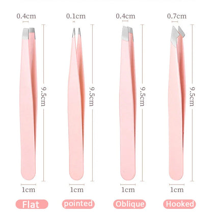 Premium 4-Piece Eyebrow Tweezers Set in vibrant multicoloured design for precise hair removal and grooming