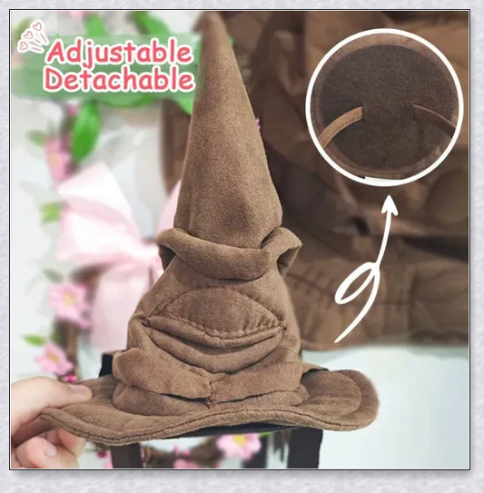 Sortband Halloween Witch Hat Headband in red, green, and brown colours with a unique, handcrafted design