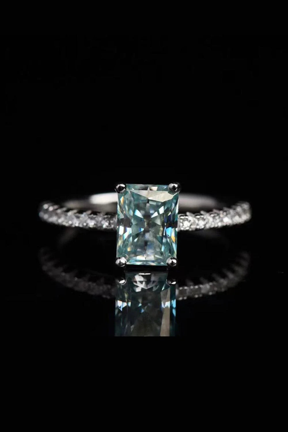 Elegant 2 carat moissanite ring in sleek 925 sterling silver with platinum plating