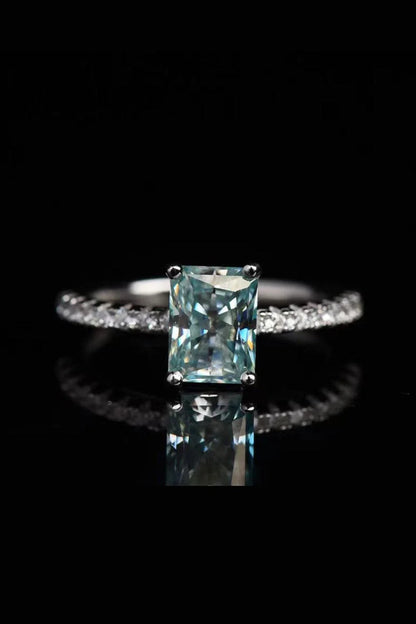 Elegant 2 carat moissanite ring in sleek 925 sterling silver with platinum plating