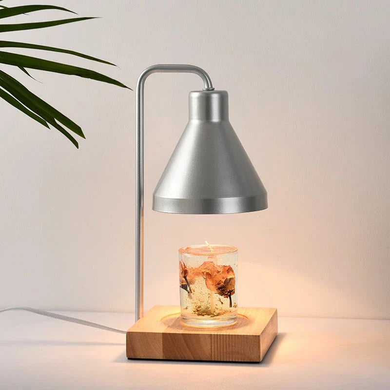 Nordic Candle Warmer Table Lamp with Aromatherapy Function - Elegant Silver Iron Design
