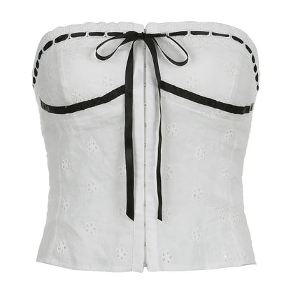 Premium cotton lace-up tube top with a sleek, form-fitting silhouette for a sophisticated, elegant look