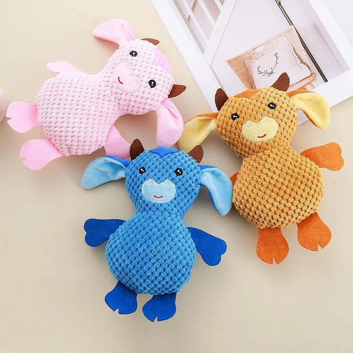 Plush Squeaky Dog Toy in Pink with Adorable Animal Design for Playful Pups