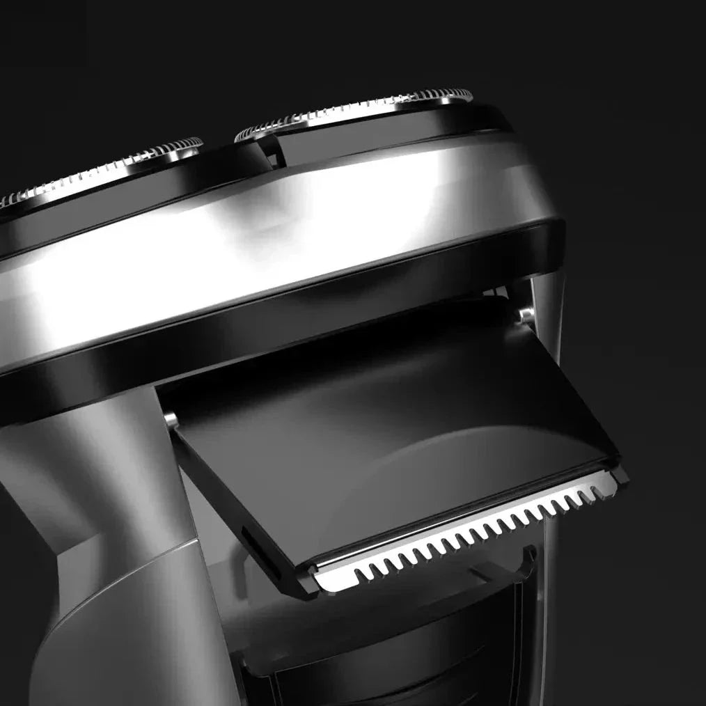 Advanced cordless electric face shaver with 3D floating heads and ultra-thin double ring cutter for a smooth, comfortable shave