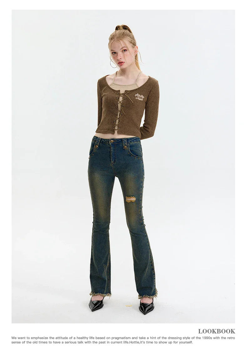 Elegant and cosy embroidered knit cardigan in grey and coffee colours, featuring long sleeves and a slim fit silhouette for stylish British women
