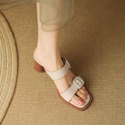 Elegant women's premium leather high heel sandals in brown colour