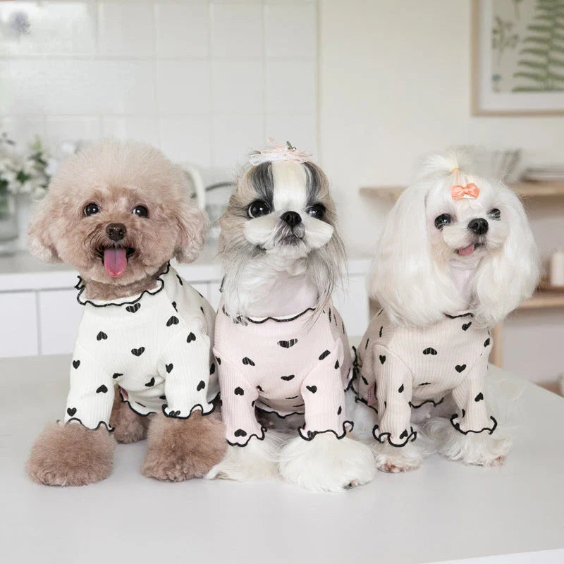 Cosy embroidered bear waffle vest for pets in a variety of sizes and the colour pink