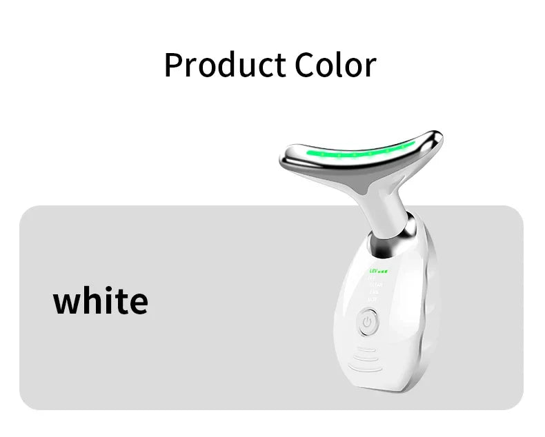 Neck and Face Beauty Device with Colorful LED Photon Therapy for Skin Tightening, Wrinkle Reduction and Double Chin Removal