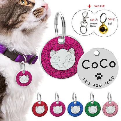 Premium stainless steel ID tag with personalised engraving and glitter accent, a stylish accessory for everyday use