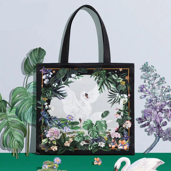 A stylish and spacious tote bag with original cartoon illustrations, designed for everyday use.