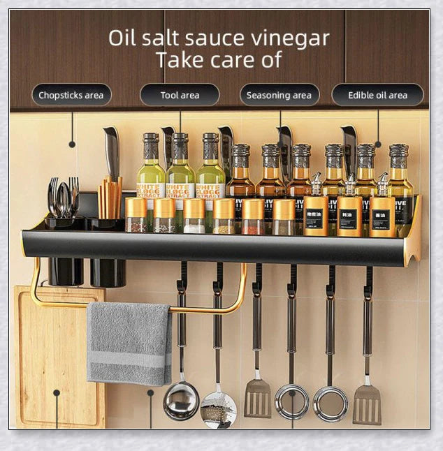 Premium stainless steel and ABS plastic kitchen organiser with compartments for spices, knives, chopsticks and more