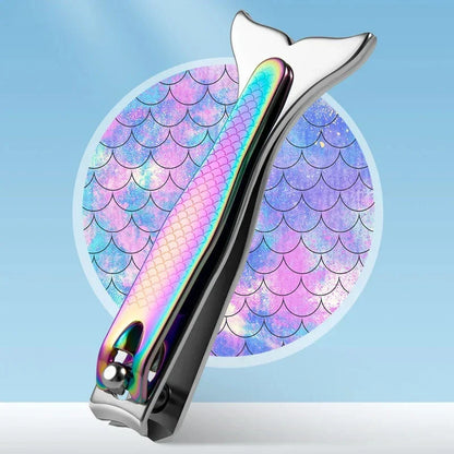 Mermaid-inspired stainless steel nail clipper with curved blades for precise and effortless nail trimming