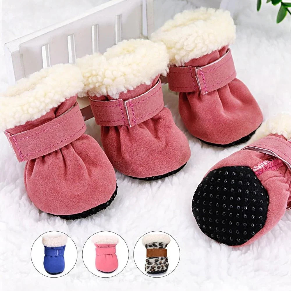 Premium 100% cotton anti-slip winter dog shoes with adjustable straps and reflective detailing for enhanced traction and visibility