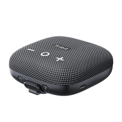 Portable Bluetooth speaker with powerful bass, IP67 waterproof rating, built-in power bank, and 12-hour battery life