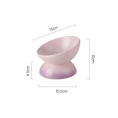 Gradient Ceramic Cat Bowl with raised and tilted design for comfortable pet dining
