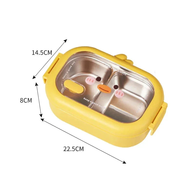 Stainless Steel Bento Lunch Box with two compartments, suitable for healthy and eco-friendly meals