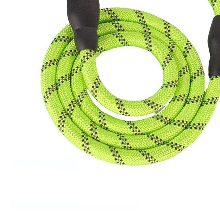 Durable and reflective nylon rope lead for dogs, available in multiple adjustable lengths for enhanced visibility and safety during walks.