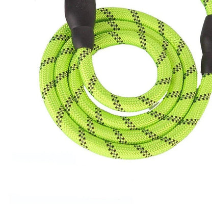 Durable and reflective nylon rope lead for dogs, available in multiple adjustable lengths for enhanced visibility and safety during walks.