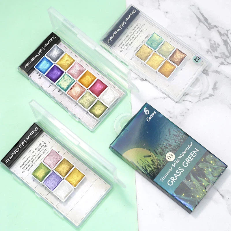 Dazzling watercolour nail art powder with iridescent, metallic, and glitter effects for creating vibrant, salon-quality nail designs
