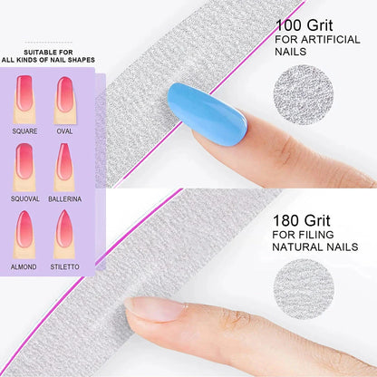 Dual-Sided Emery Board Nail Files for Salon-Quality Nails at Home or On-the-Go