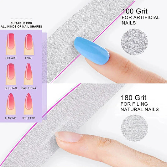 Dual-Sided Emery Board Nail Files for Salon-Quality Nails at Home or On-the-Go