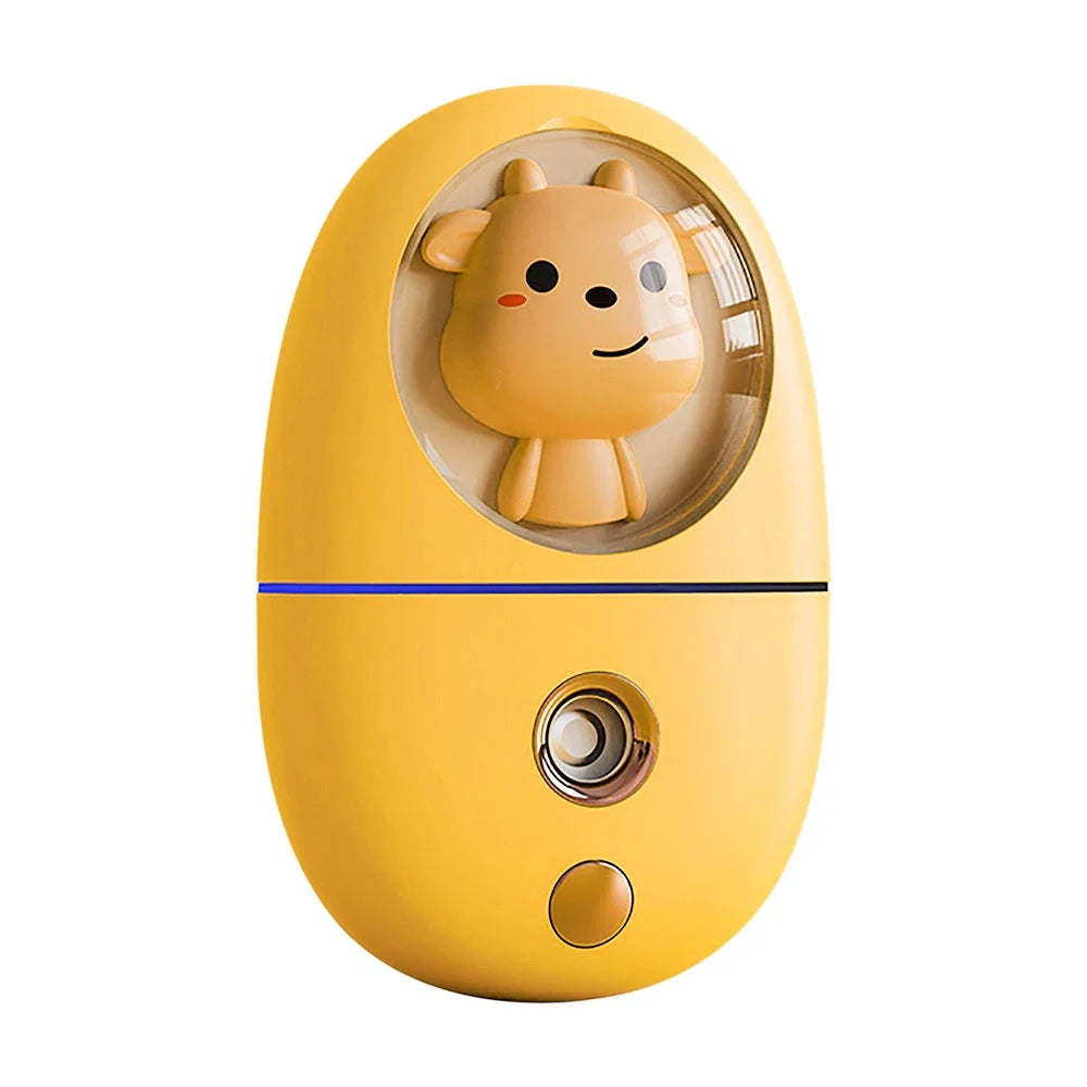 Compact Cartoon Facial Humidifier: A portable device that delivers a fine mist to hydrate and nourish your skin anytime, anywhere.