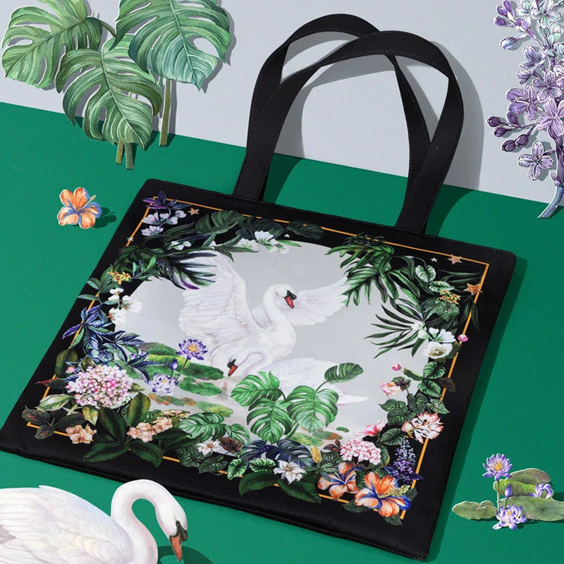 A stylish and spacious tote bag with original cartoon illustrations, designed for everyday use.