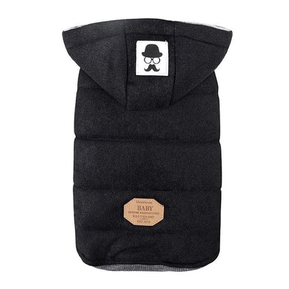 Cozy and stylish hooded winter jacket for dogs, made of soft cotton material to keep your pet warm and comfortable.