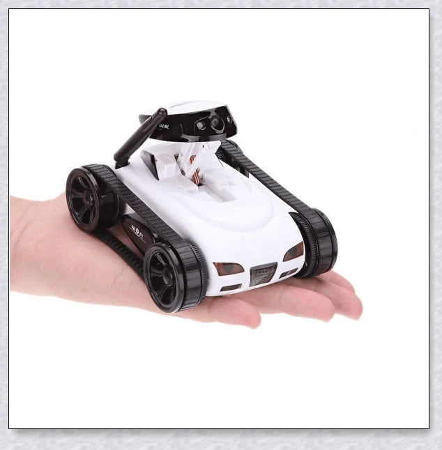 Compact remote-controlled camera tank with wireless control and 20-metre camera range