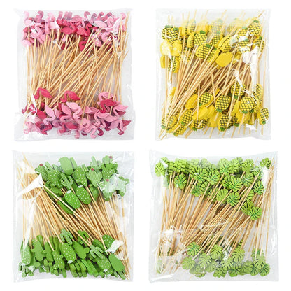 Charming bamboo flamingo decorative picks for adding a tropical touch to UK parties, weddings, and events