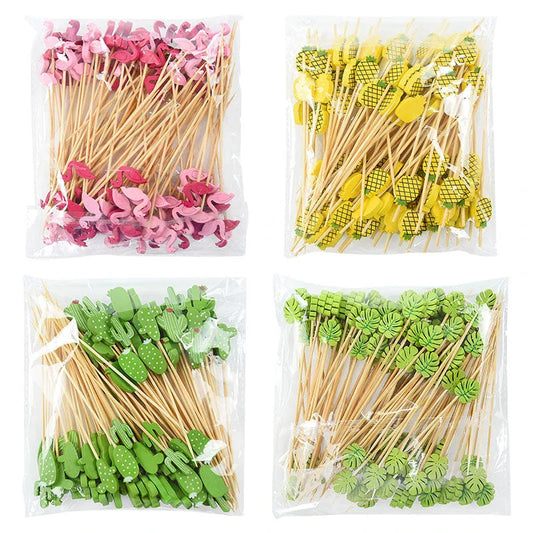 Charming bamboo flamingo decorative picks for adding a tropical touch to UK parties, weddings, and events