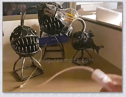 Handcrafted Steampunk Angler Fish Lamp with a warm, soothing glow for desk or office decor