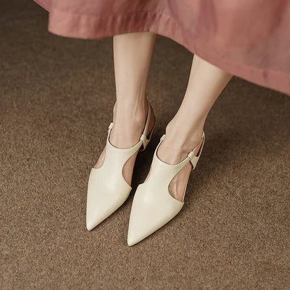 Elegant leather pointed toe high heel sandals with a sleek, sophisticated design and premium construction for a stylish and comfortable look.