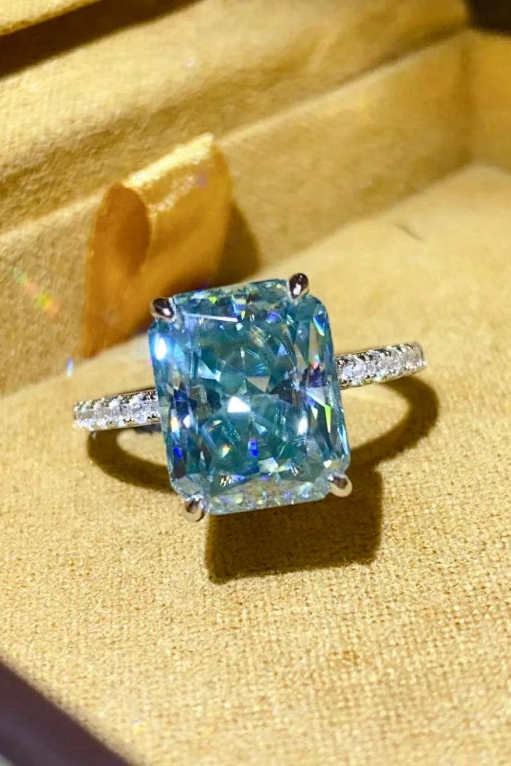 Elegant 2 carat moissanite ring in sleek 925 sterling silver with platinum plating