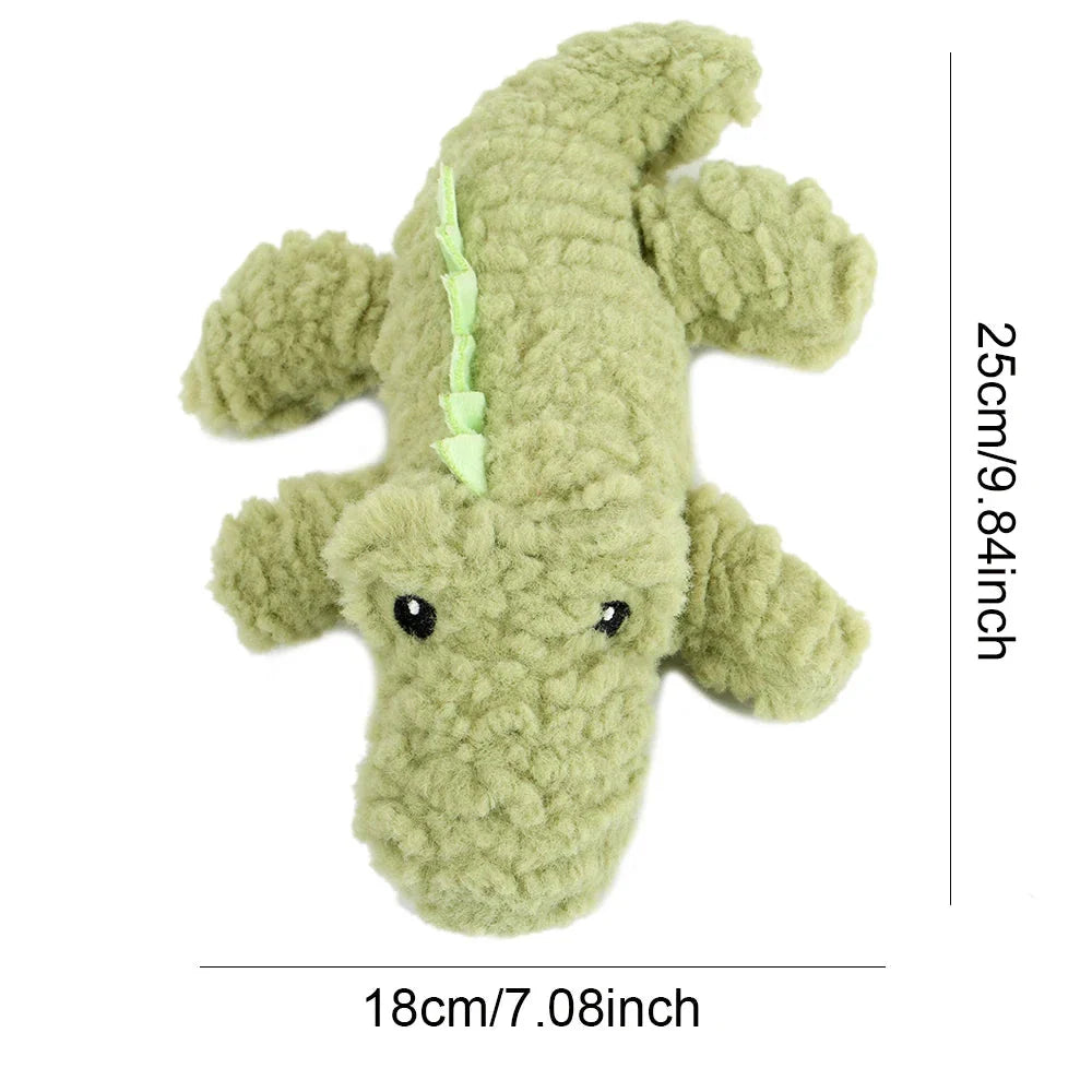 Durable plush squeaky crocodile-shaped dog toy made of premium fleece for safe, engaging playtime