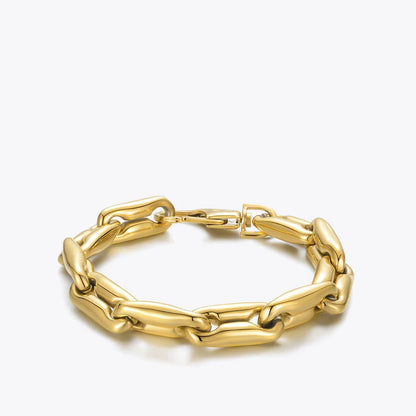 18-Carat Gold-Plated Chunky Chain Bracelet with Robust Titanium Steel Construction