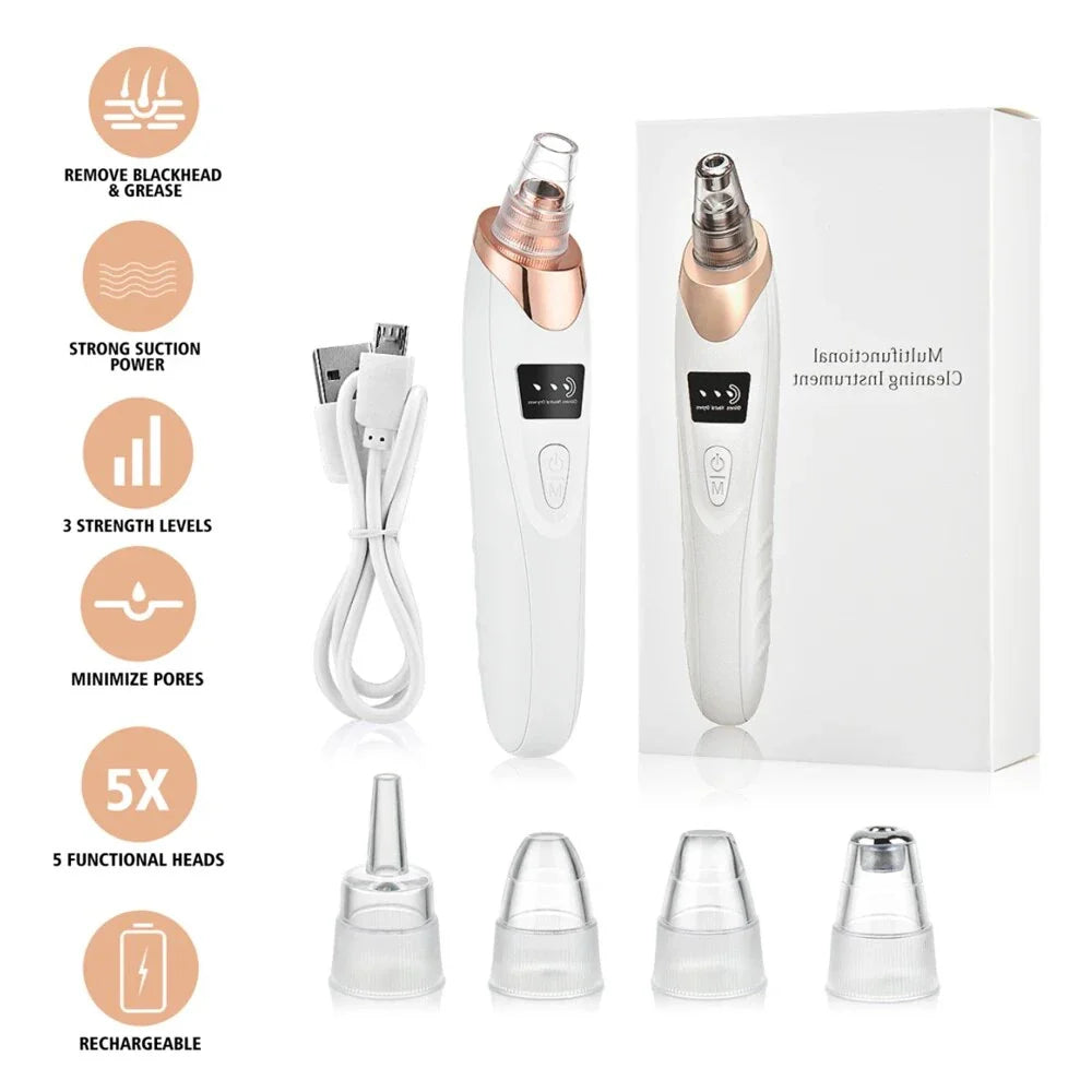 Advanced electric blackhead remover vacuum with customisable suction and interchangeable heads for deep pore cleansing and skin rejuvenation