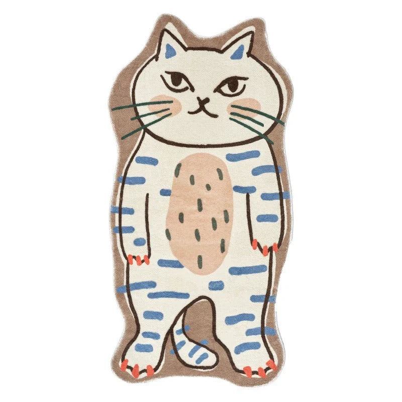 Cartoon living room rug with a charming cat design, offering plush comfort and non-slip safety for a cosy and stylish home decor accent.