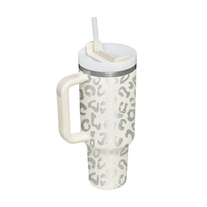 Premium insulated travel mug with straw, made of high-quality stainless steel to keep drinks hot or cold for up to 24 hours