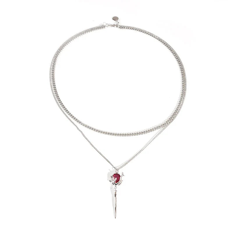 Elegant Gothic Vampire Sceptre Necklace with sceptre-inspired pendant and semi-precious stone embellishments