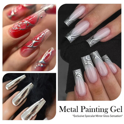 5ml Super Bright Silver Metallic Gel Nail Polish - Shimmering mirror-like finish for stunning nail art designs