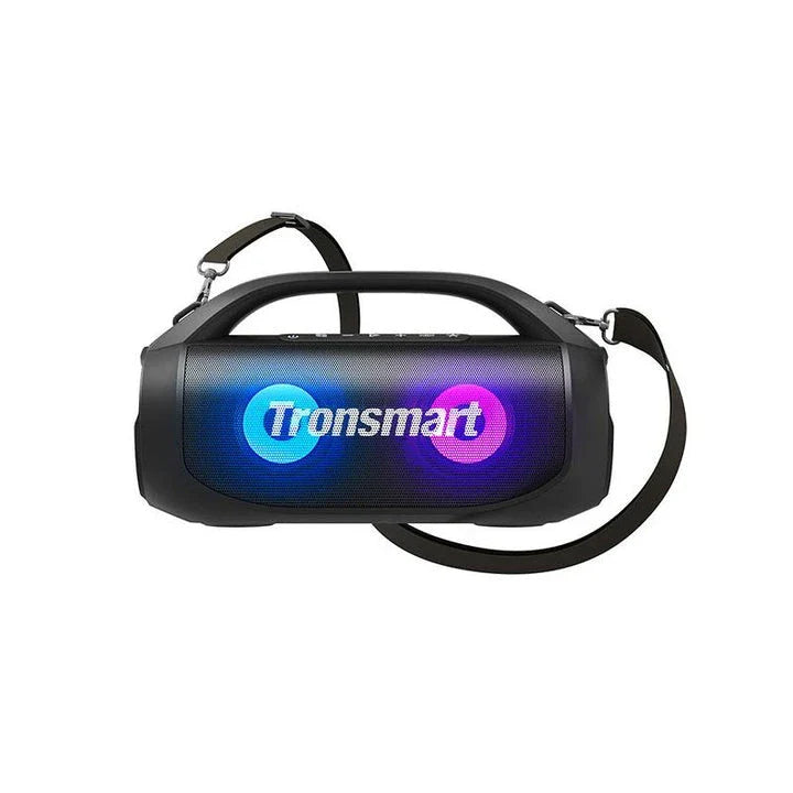 Powerful Bluetooth speaker with 40W audio, 24-hour playtime, and dynamic lighting effects for outdoor use